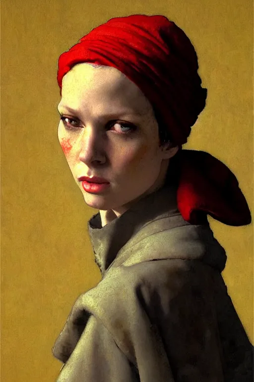 Image similar to full character portrait half - life 2 team fortress 2 video game character art not the girl with the pearl earring character design, painting by gaston bussiere, katsuya terada, nc wyeth, greg rutkowski, craig mullins, vermeer, frank frazetta, mucha, tom of finland, trending on artstation, jeffery catherine jones