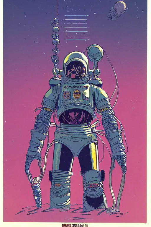 Image similar to space gladiator, by Moebius, highly detailed, vertical symmetry