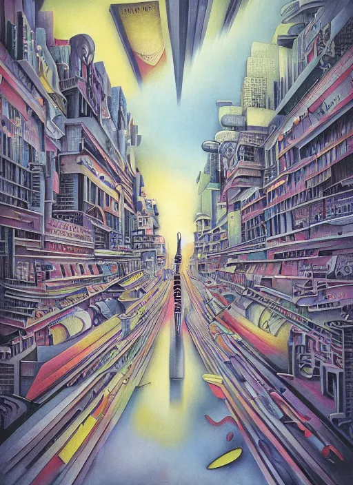 Prompt: A surreal painting of melting calligraphy city streets in 3 point perspective by hr giger and Vladimir kush by dali by kandinsky, 3d, realistic shading, complimentary colors, neon tint, aesthetically pleasing composition, masterpiece, 4k, 8k, ultra realistic, super realistic,