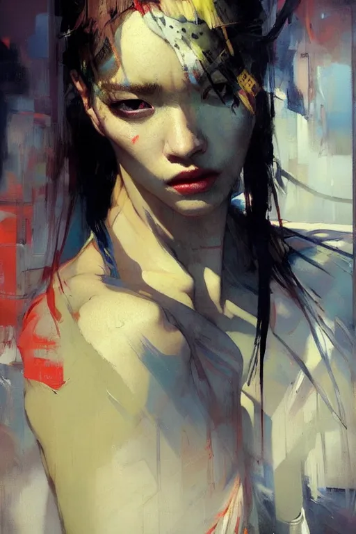 Image similar to hoyeon jung by greg rutkowski, jeremy mann, francoise nielly, van gogh, ross tran, rule of thirds, seductive look, beautiful