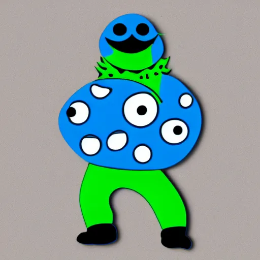 Prompt: die cut sticker, the cookie monster in techwear, splatter paint