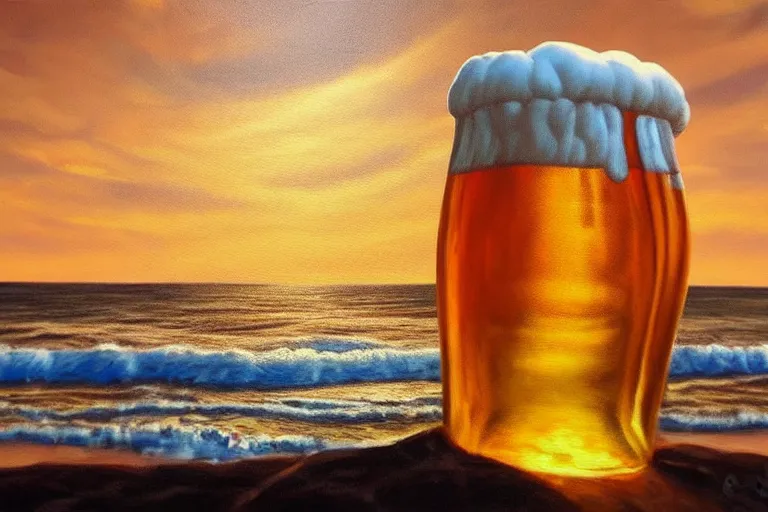 Image similar to beer, fantasy, painting, ultra realistic!!!, clear weather, golden hour, sharp focus