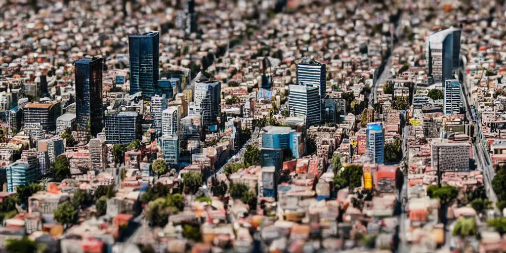 Image similar to a miniature diorama of downtown santiago de chile, macro photography