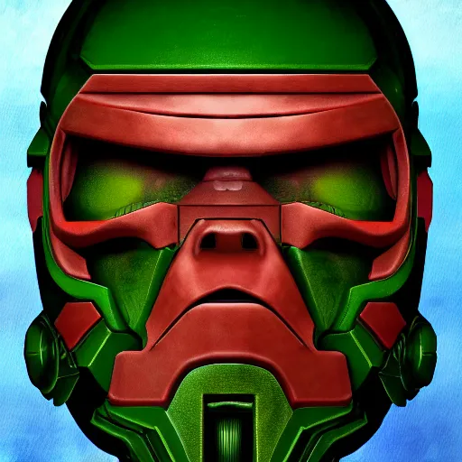 Image similar to portrait of doomguy from game doom, highly detailed, 8 k render centered, digital painting