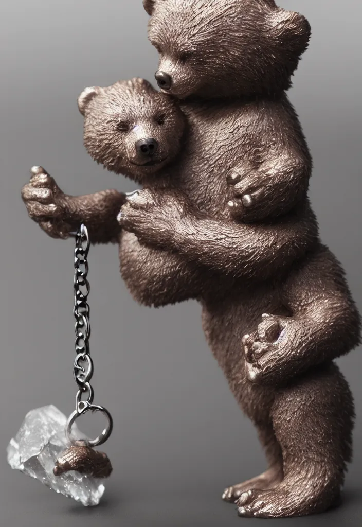 Prompt: a small cute crystal bear figurine keychain by greg rutkowski, sung choi, mitchell mohrhauser, maciej kuciara, johnson ting, maxim verehin, peter konig, 8 k photorealistic, cinematic lighting, hd, high details, dramatic, atmosphereric, trending on artstation