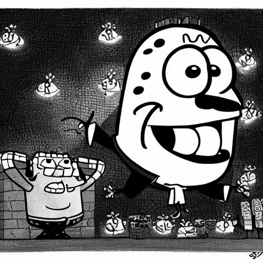 Image similar to a highly detailed drawing of dwayne johnson doing a cameo appearance in sponge bob square pants, cartoon by stephen hillenburg