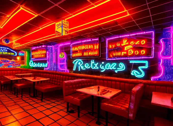 Prompt: photo of a mexican restaurant, neon lights, in a flat snowy field. 35mm. Very detailed 8k. Sharp. Cinematic post-processing. Unreal engine. Nanite. Ray tracing. Parallax. Tessellation