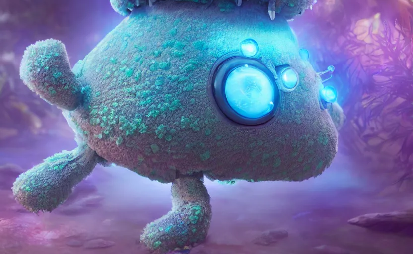 Image similar to microscopic tardigrades, magical forest, water bear, robots, concept art, intricate details, highly detailed, photorealistic, disney pixar, octane render, iridescent, anime, 8 k