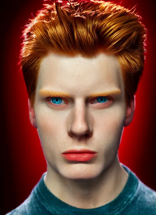 Image similar to 3 0 0 0 ( philip j. fry ) portrait photography feroflex photorealistic studio lighting ektachrome detailed intricate face details, ultradetails, beautiful face