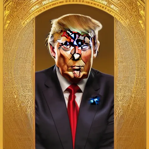 Prompt: symmetry!! portrait of donald trump as king pin, intricate, elegant, highly detailed, digital painting, artstation, concept art, smooth, sharp focus, illustration, art by artgerm and greg rutkowski and alphonse mucha
