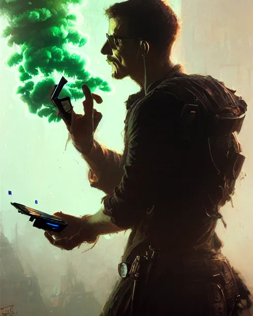 Prompt: programmer vaping staring at code on monitors in work from hope setup, pulp character portrait, ultra realistic, concept art, intricate details, highly detailed by greg rutkowski, gaston bussiere, craig mullins, simon bisley