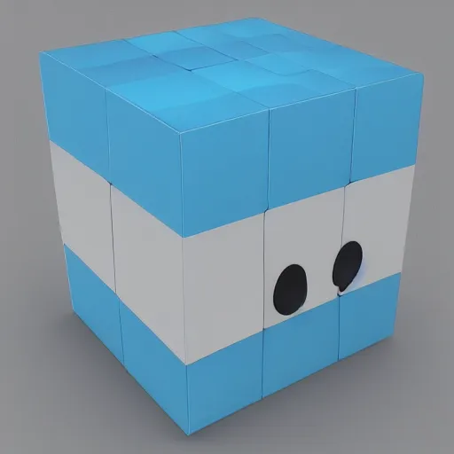 Prompt: a cube that resembles hatsune miku, 3 d render