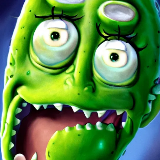 Image similar to realistic portrait of pickle rick from rick and morty as pickle