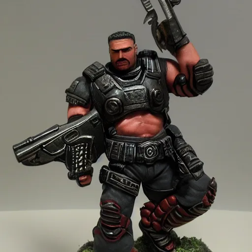 Image similar to gears of war marcus as warhammer tabletop figurines