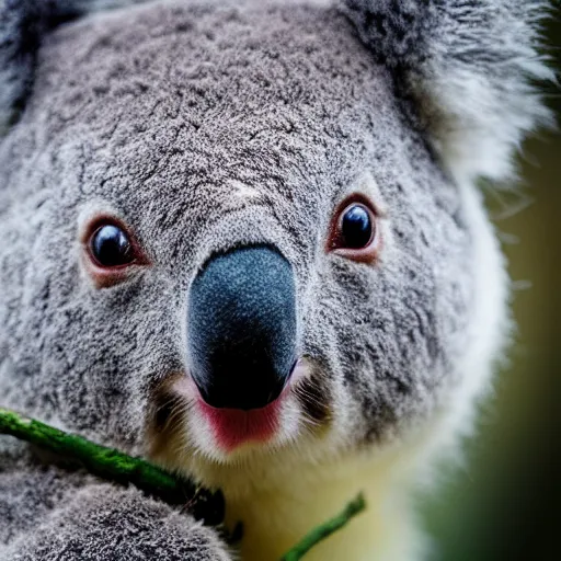 Prompt: award winning nature photograph of a koala with a bird's beak. extreme detail, hyperrealistic photo, smooth, trending on artstation