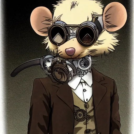 Prompt: a rat with steampunk googles, by Hajime Isayama