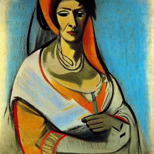 Prompt: portrait of a gipsy women, elegant, highly detailed, matte painting, by picasso,