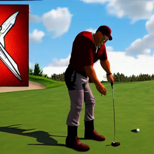 Image similar to Duke Nukem playing golf