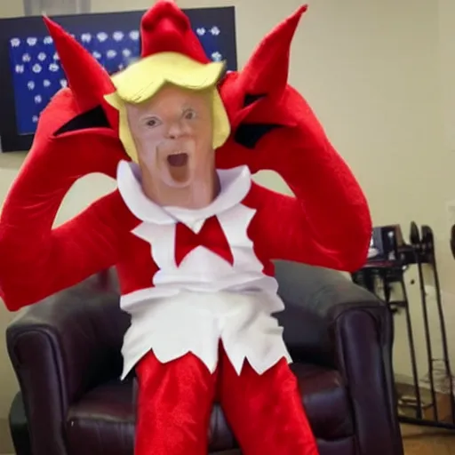 Image similar to donald trump in a child's devil costume