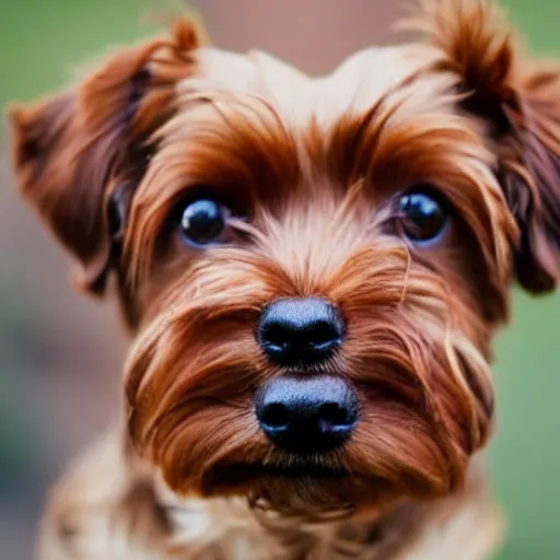 Image similar to a brown yorkshire dog in the shape of a heart