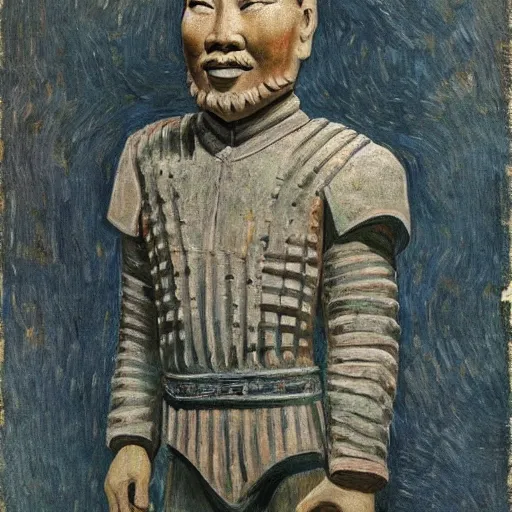 Prompt: the terracotta warrior, by Vincent Willem Van Gogh