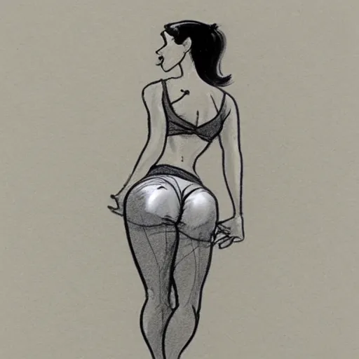 Image similar to milt kahl sketch of thick cuban girl wearing black yoga pants