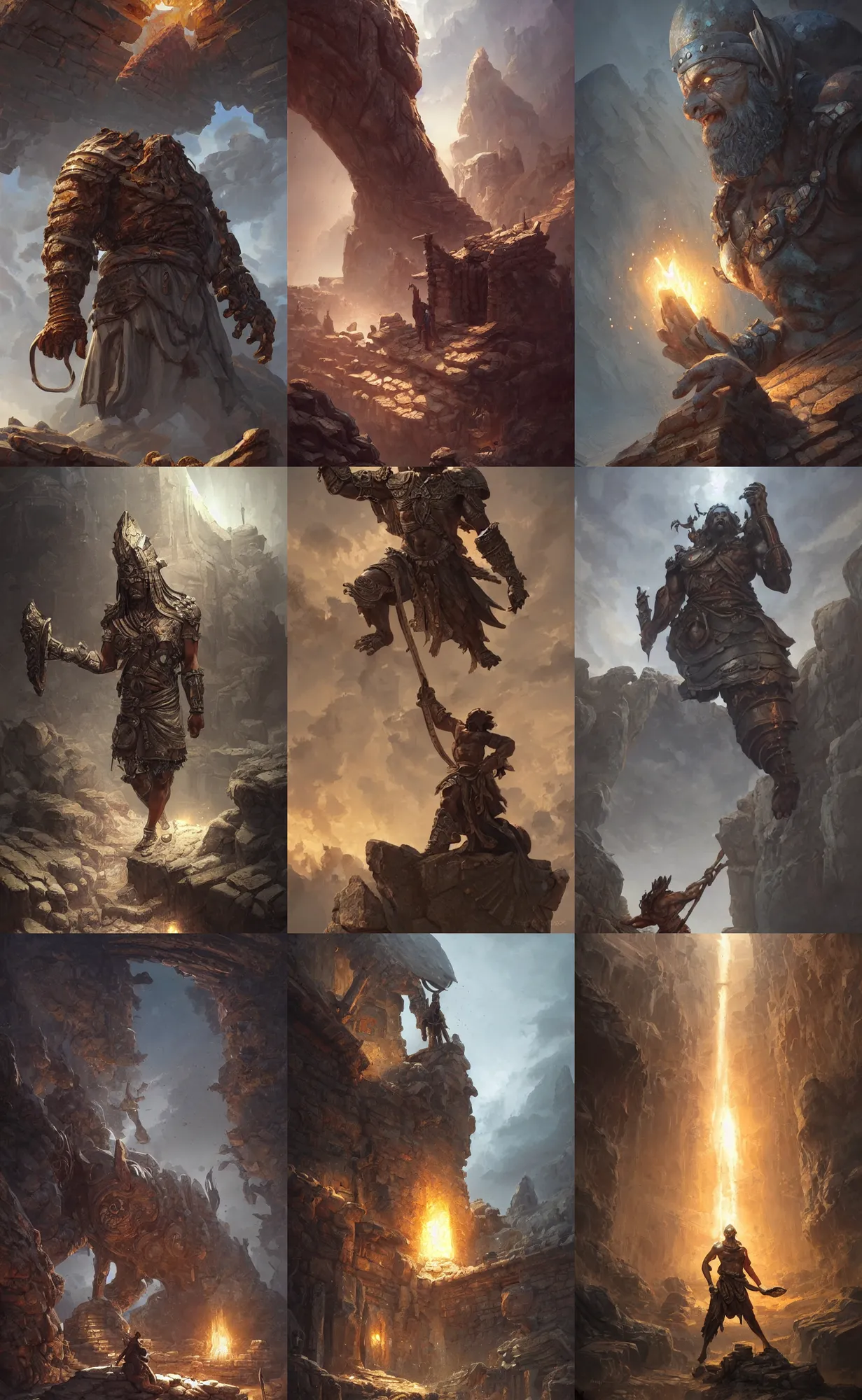 Prompt: ancient blacksmith god, highly detailed, digital painting, artstation, concept art, sharp focus, illustration, art by aleksi briclot and greg rutkowski and raphael lacoste and magali villeneuve