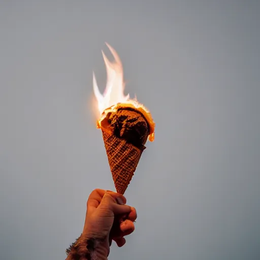 Image similar to photo of an ice cream on fire