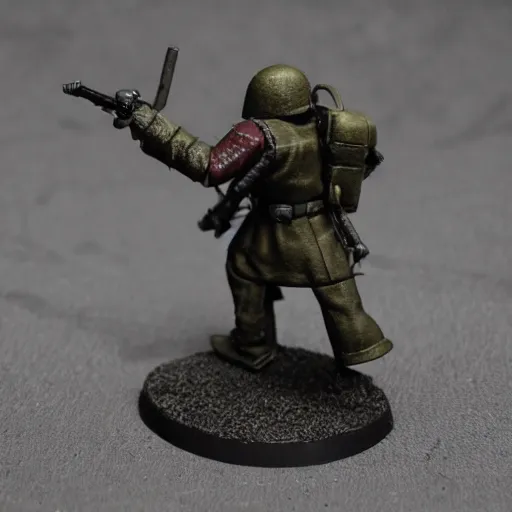 Image similar to an ecstatic Death Korps of Kreig soldier wearing grey