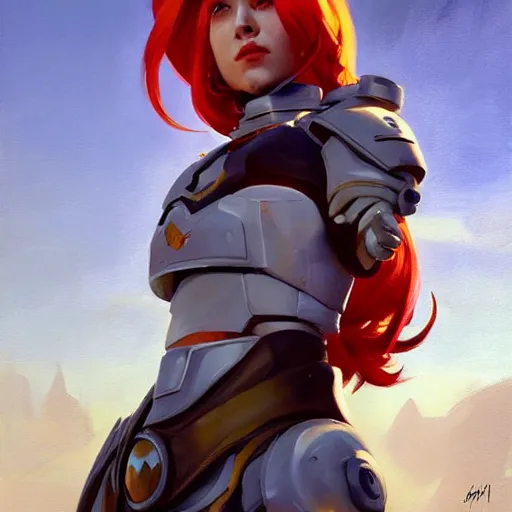 Image similar to greg manchess portrait painting of armored mara jade as overwatch character, medium shot, asymmetrical, profile picture, organic painting, sunny day, matte painting, bold shapes, hard edges, street art, trending on artstation, by huang guangjian and gil elvgren and sachin teng