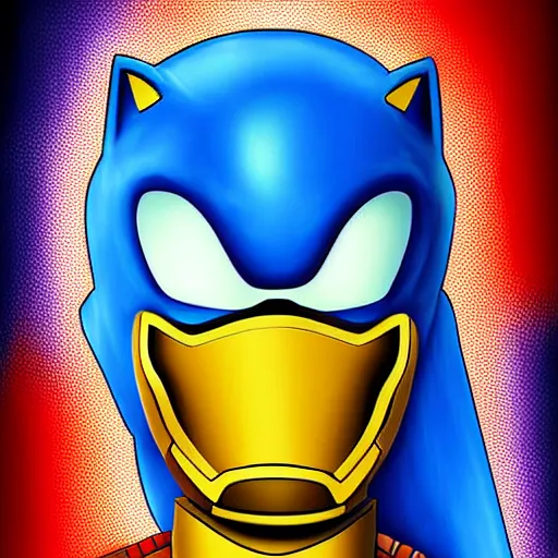 Prompt: Digital Art Sonic as Iron Man