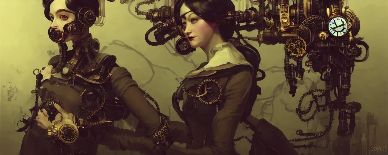 Prompt: duotone dark concept illustration 3 / 4 portrait of ada lovelace as steampunk cyborg. highly detailed mechanism cinematic lighting. fibonacci golden ratio accidental renaissance. by sachin teng and sergey kolesov and ruan jia and heng z. graffiti art, scifi, fantasy, hyper detailed. octane render. concept art. trending on artstation