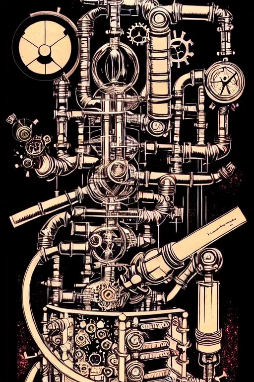 Image similar to steampunk mad scientist laboratory, high details, intricately detailed, by vincent di fate, inking, 3 color screen print, masterpiece, trending on artstation,, sharp, details, hyper - detailed, hd, 4 k, 8 k