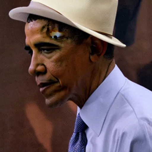 Image similar to obama wearing fedora