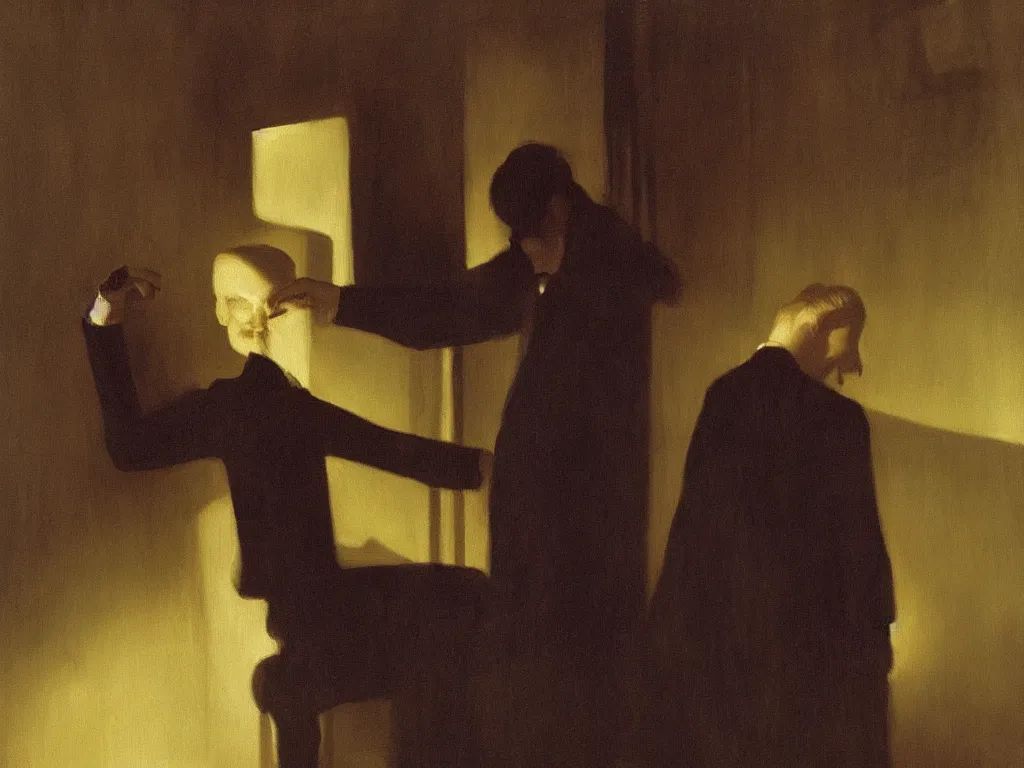 Image similar to a painting of a vampire by peter ilsted