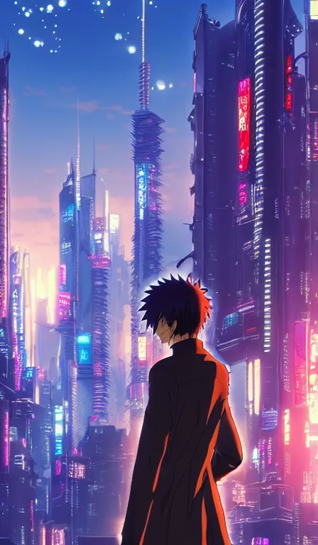 Image similar to anime fine details portrait of Reis Gremory in front of cyberpunk moder city landscape on the background deep bokeh, close-up view, anime masterpiece by Studio Ghibli. 8k, sharp high quality anime, artstation