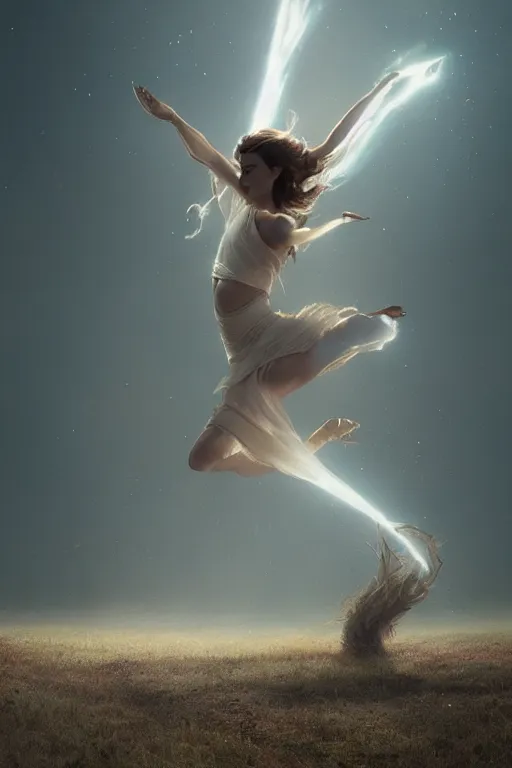 Image similar to dancer in the wind by artgem and greg rutkowski, light cone, reimagined by industrial light and magic