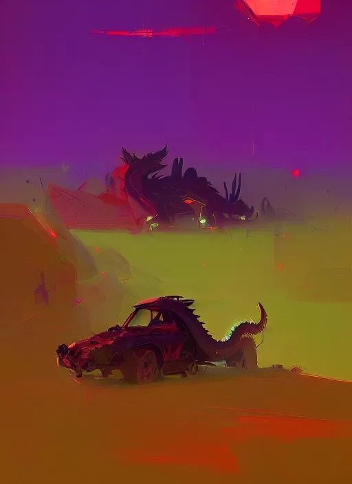 Prompt: green dragon of the desert, purple and red hour, by ismail inceoglu