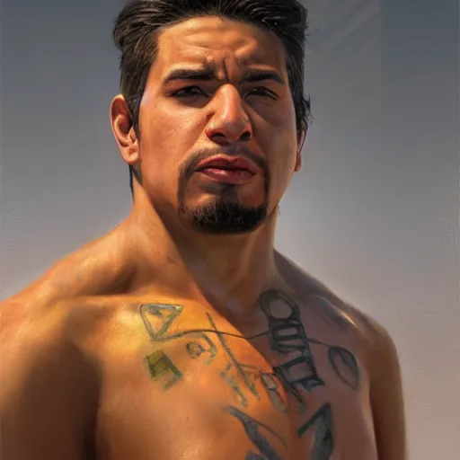 Image similar to the young latino guy as a realistic wrestling character, closeup portrait art by donato giancola and greg rutkowski, realistic face, digital art, trending on artstation