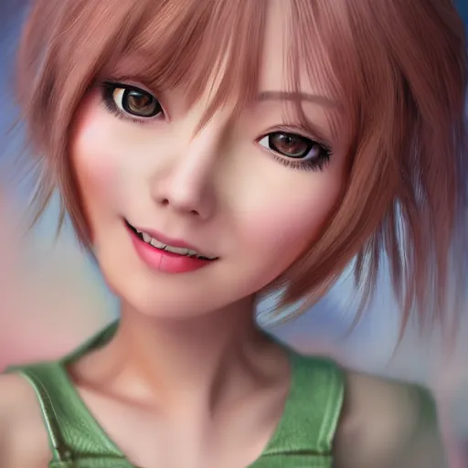 Prompt: happy girl, 3 d art, blender, realistic, by digital artist, by sakimichan, style anime