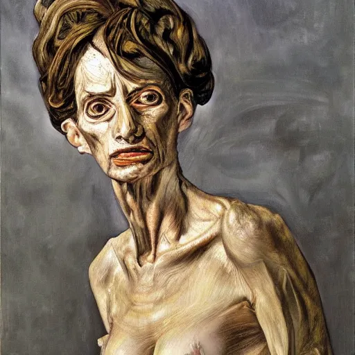 Image similar to high quality high detail painting by lucian freud, hd, portrait of a female warlock, fantasy