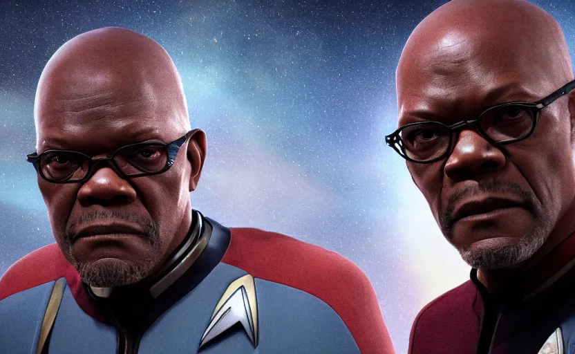 Image similar to Samuel Jackson in Star Trek, 4K UHD image, octane render,