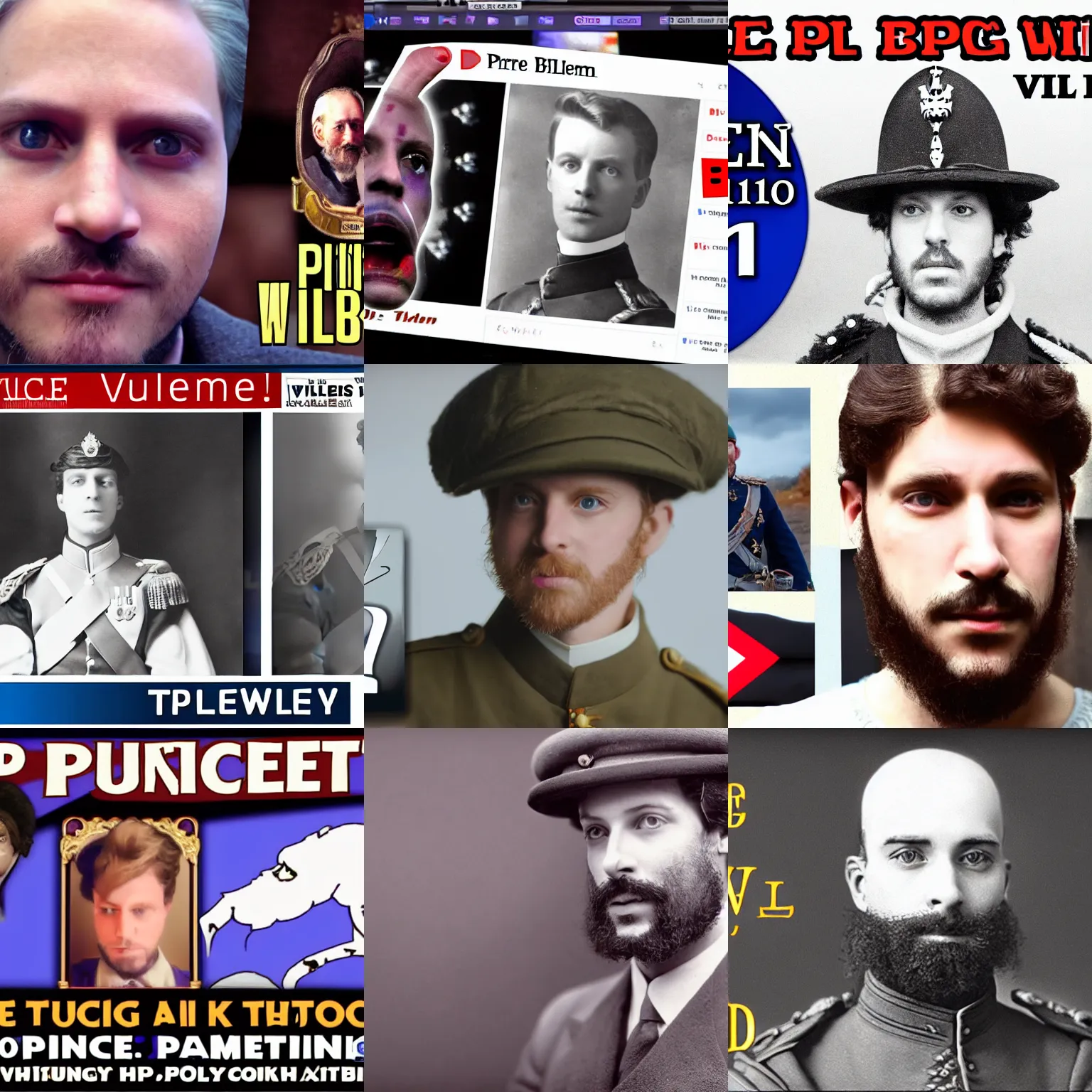 Prompt: prince willhelm II youtube apollogy video 1918, looking straight into the camera, clickbait thumbnail, photoshop, realistic, phography, 8k