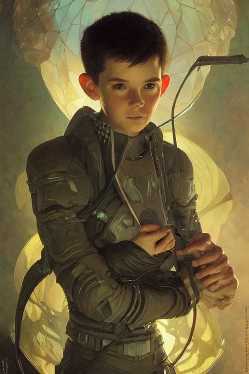 Image similar to Ender Wiggin portrait by Stanley Artgerm Lau, greg rutkowski, thomas kindkade, alphonse mucha, loish, norman Rockwell