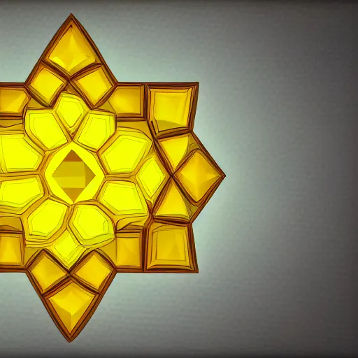 Prompt: yellow crystal gem, hexagonal, digital art, neutral background