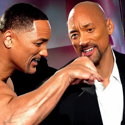 Image similar to will smith slapping dwayne the rock johnson