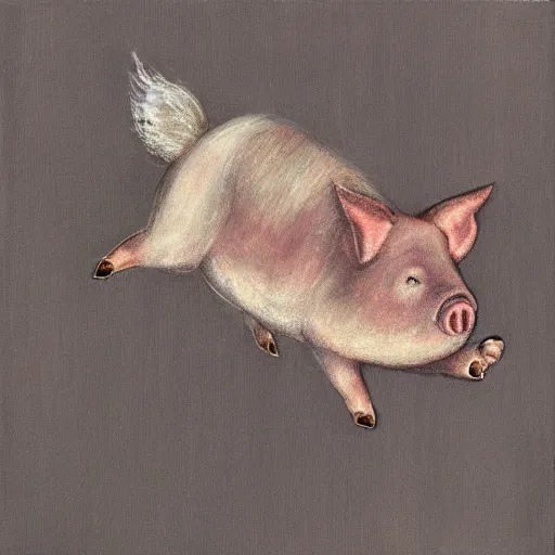 Prompt: a flying pig