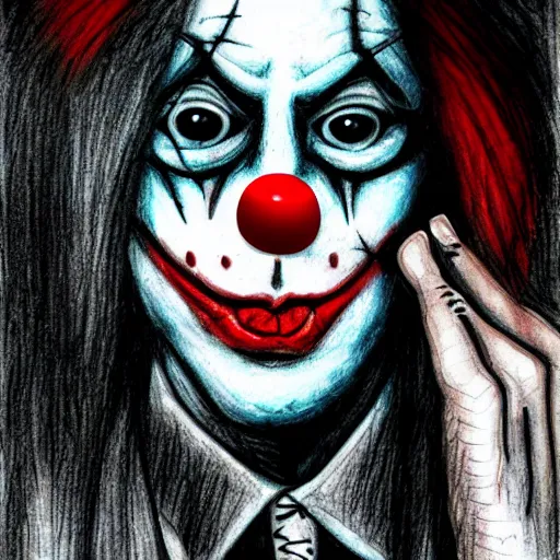 Image similar to grunge drawing by mrrevenge of a clown