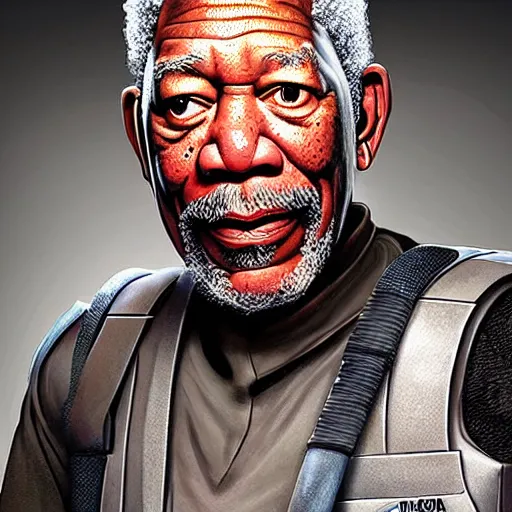 Image similar to Morgan Freeman is Gordon Freeman, detailed concept art, battling headcrabs and wearing the HEV suit