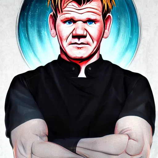 Image similar to portrait of gordon ramsay, anime fantasy illustration by tomoyuki yamasaki, kyoto studio, madhouse, ufotable, comixwave films, trending on artstation